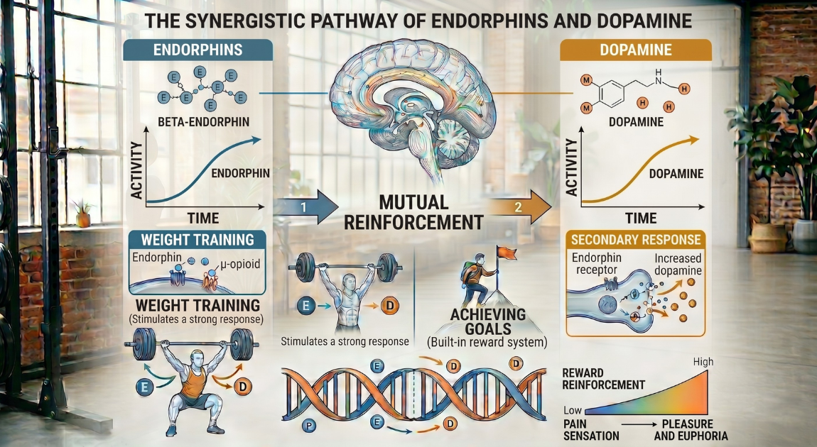 Endorphins and dopamine